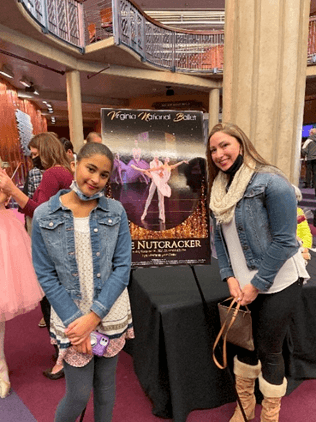 Sabrina and her daughter after her daughter performed in the Nutcracker.